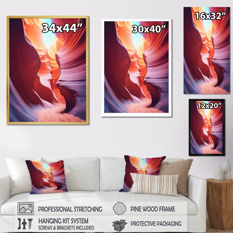 «Magical Lower Canyon V - Canyon», reproduction d'art encadrée dans le désert, H 44 po x l 34 po, Toile tendue