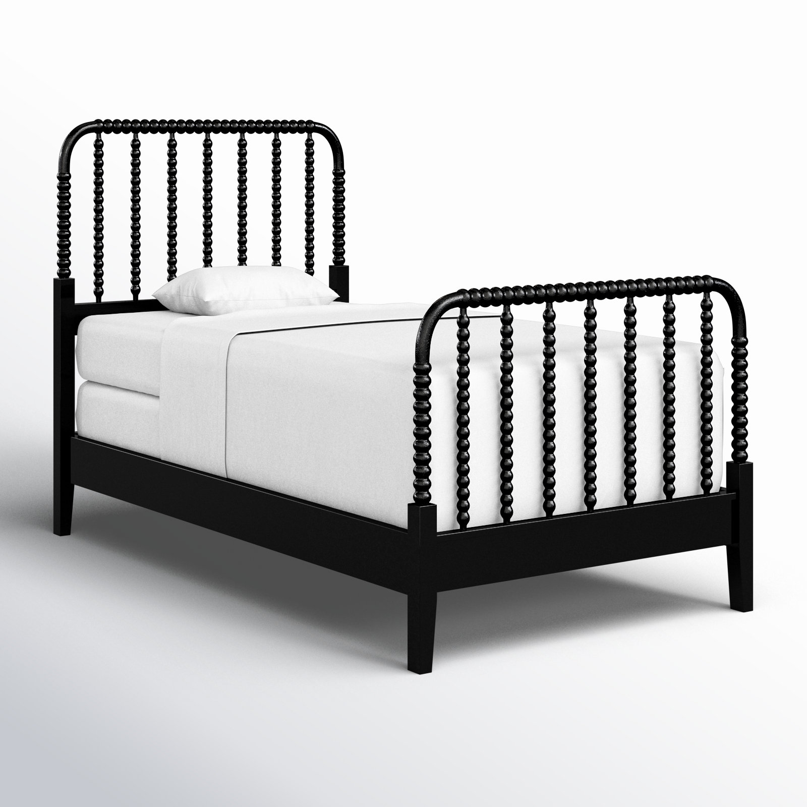 Louisa Solid Wood Spindle Bed, Twin, Black