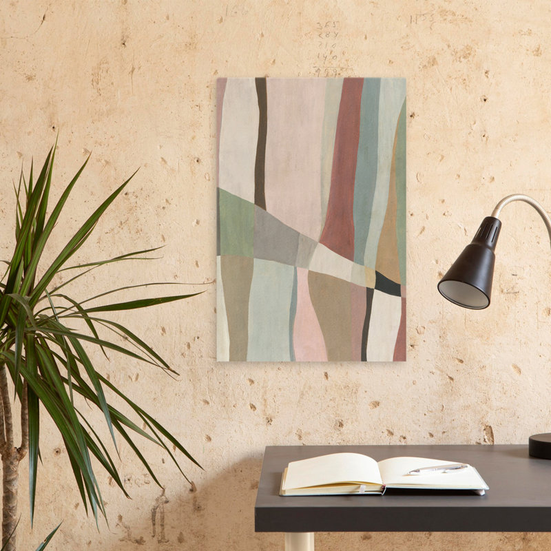 Chemins discrets de l'intersection douce - art abstrait de courbes géométriques en couches, H 24 po x l 16 po