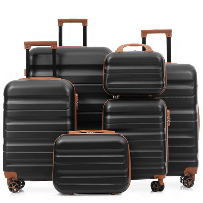 6-Piece ABS Hardshell Luggage Set - Lightweight & Durable Suitcases With Dual Spinner Wheels, Carry-On & Check-In Sizes For Travel & Business