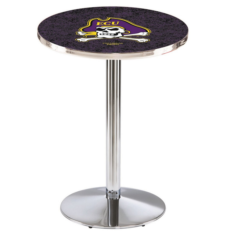 Round Metal Base Dining Table, Chrome, East Carolina University