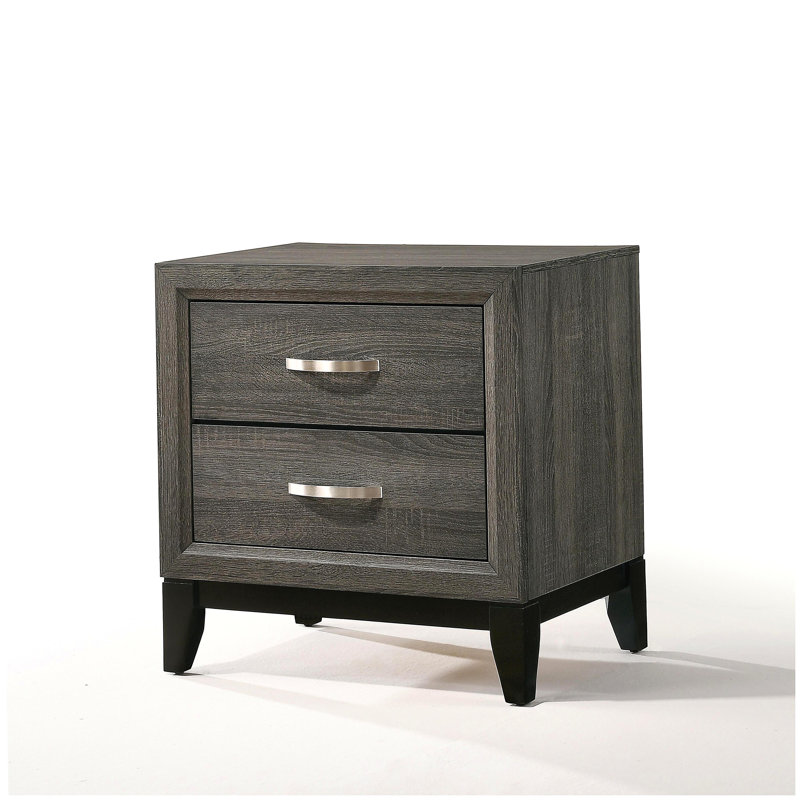 Weathered Grey 2-Drawer Nightstand