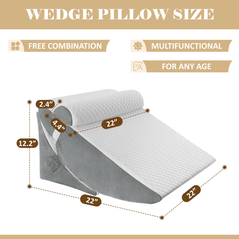 Bed Wedge Pillow For Sleeping, Adjustable Wedge Pillow Set For After Surgery, Elevated Triangle Pillow For Acid Reflux And Back Pain Relief, Post Surgery, Snoring, Back Support