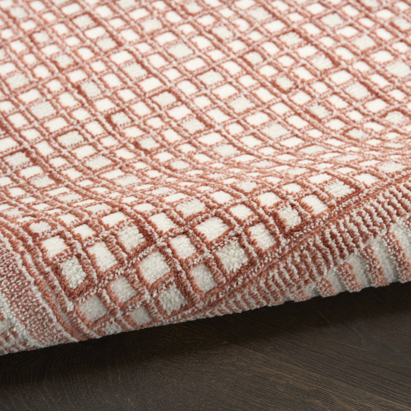 Tapis d'intérieur moderne multicolore Rassow, Rectangle 5 pi x 7 pi, Red/Ivory