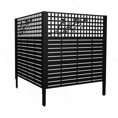 W48'' x H47.3'' x 2 Panels Metal Privacy Screen, Outdoor Privacy Panels, Trash Can Enclosure, Air Conditioner Fence, Pool Equipment Enclosure, Backyard Fencing, Rose Black