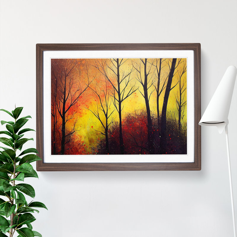 Autumn Forest Splatter Vol.3 - Single Picture Frame Print, 25cm H x 34cm W, Brown