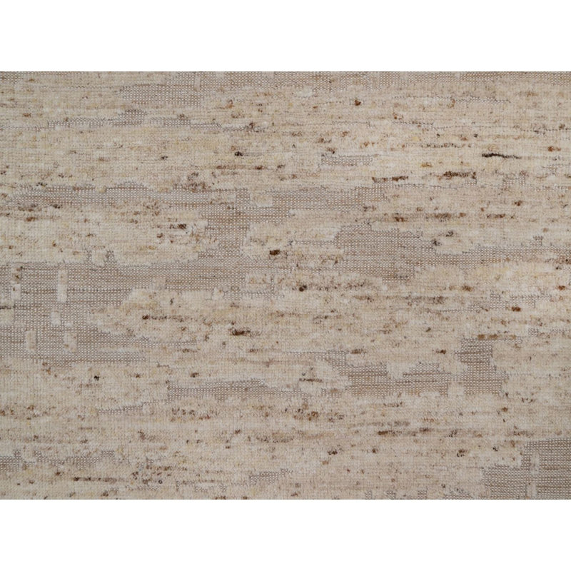 Tapis oriental rond 7 pi 10 po x 7 pi 10 po blanc texturé avec passepoil en laine et jute noué à la main