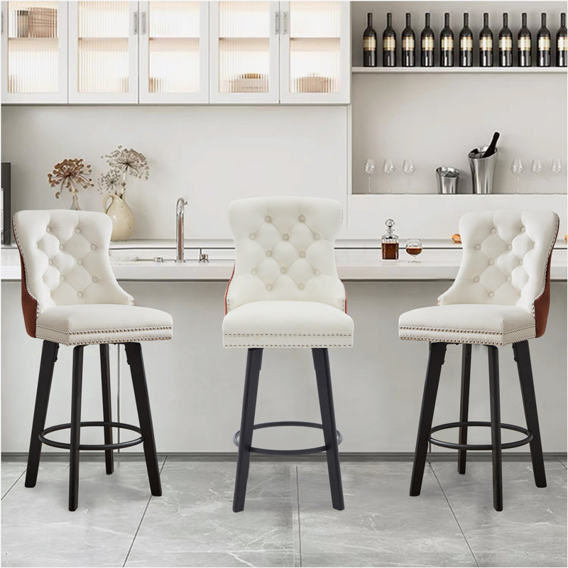 Tabourets de bar pivotants Modern, Beige, 3