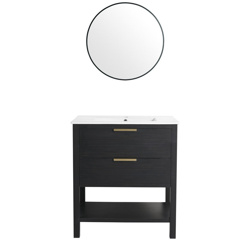 Tablette de meuble-lavabo noir 30 po Chestnut