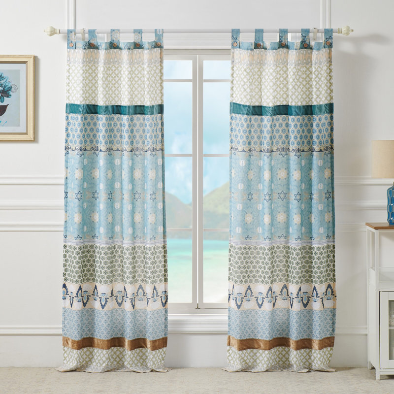 Greenland Fashion Homes Thalia Blue Window Treatments, Blue/Brown/Green