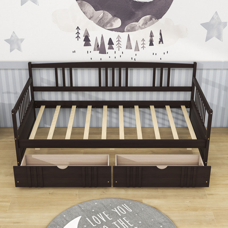 Wooden Daybed with 2 Drawers, Espresso, Twin