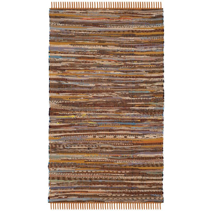 Desimone Rug Hand Woven Cotton Striped Rug, Rectangle 3' x 5'