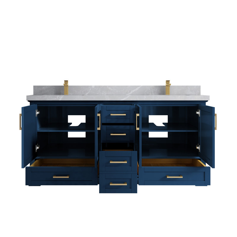 Ensemble de meuble-lavabo double 72 po Esin, Gris clair