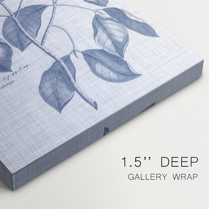 Bleu marine et lin botanique VII - Cavas enveloppés de galerie, H 60 po x l 40 po