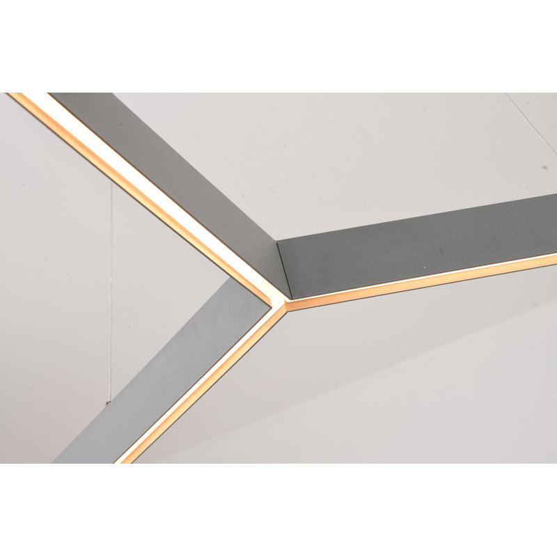 3-Light Grey LED Chandelier With Acrylic Diffusers, Light Gray