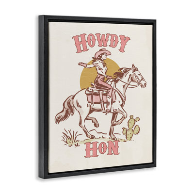  "Howdy Hon Cowgirl", art mural sur toile flottante encadrée par Victoria Barnes