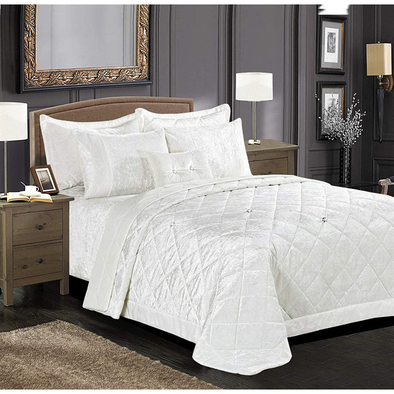 Analey Polyester Solid Colour Bedspread, White, 250 x 250 cm