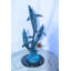 Statue de trois dauphins sautant, tortue de mer, collection Nifao, bronze coloré 11 po x 11 po x H 24 po.