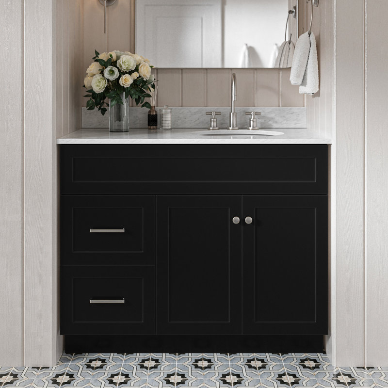 Meuble-lavabo simple 43 po Partham, Noir