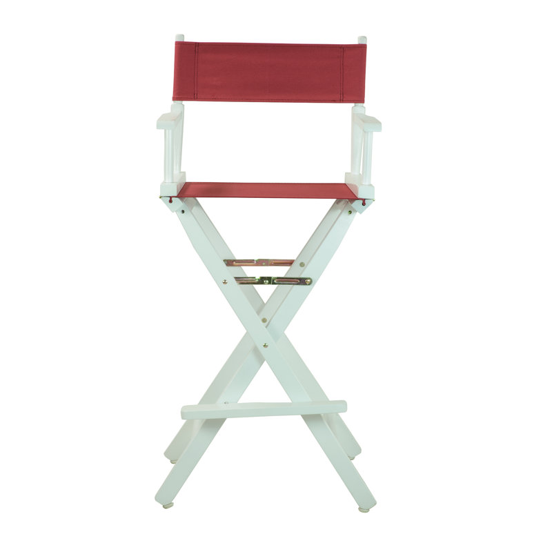 30" Folding Director Chair with Canvas, Burgundy, White