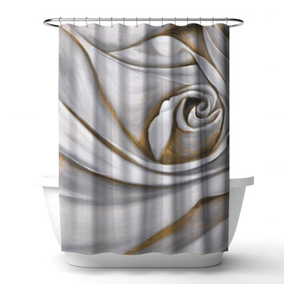 Floral – Polyester Shower Curtain, Dye Sublimation Print, 71" W × 74" L