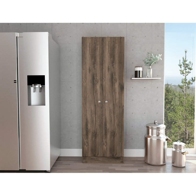 Armoire de rangement avec cinq tablettes, H 71,21 po x l 11,91 po x P 23,71 po, Brun