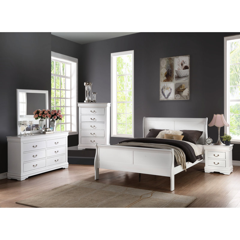 Élégant très grand lit oriental en bois synthétique blanc avec structure incurvée intemporelle et apparence élégante, Blanc