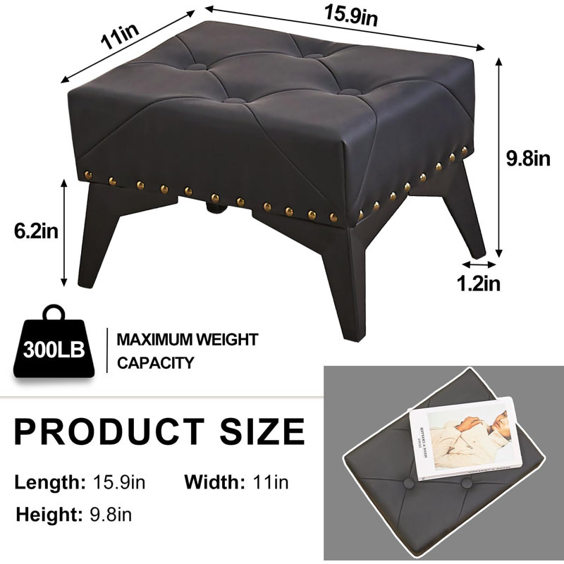 Leather Ottoman, Yes, Black