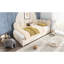 Lit de jour simple escamotable beige, structure en métal, espace, peau, petit lit, beige, matériau de la peau-129627167