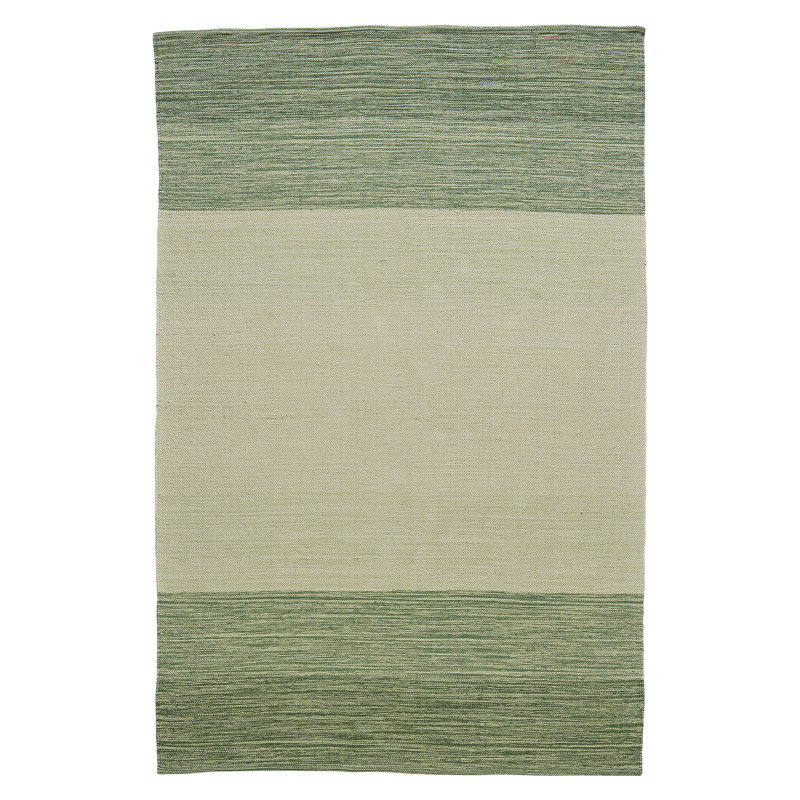 Temme Hand Woven Cotton Area Rug, Rectangle 5' x 7'6", Beige/Green Striped