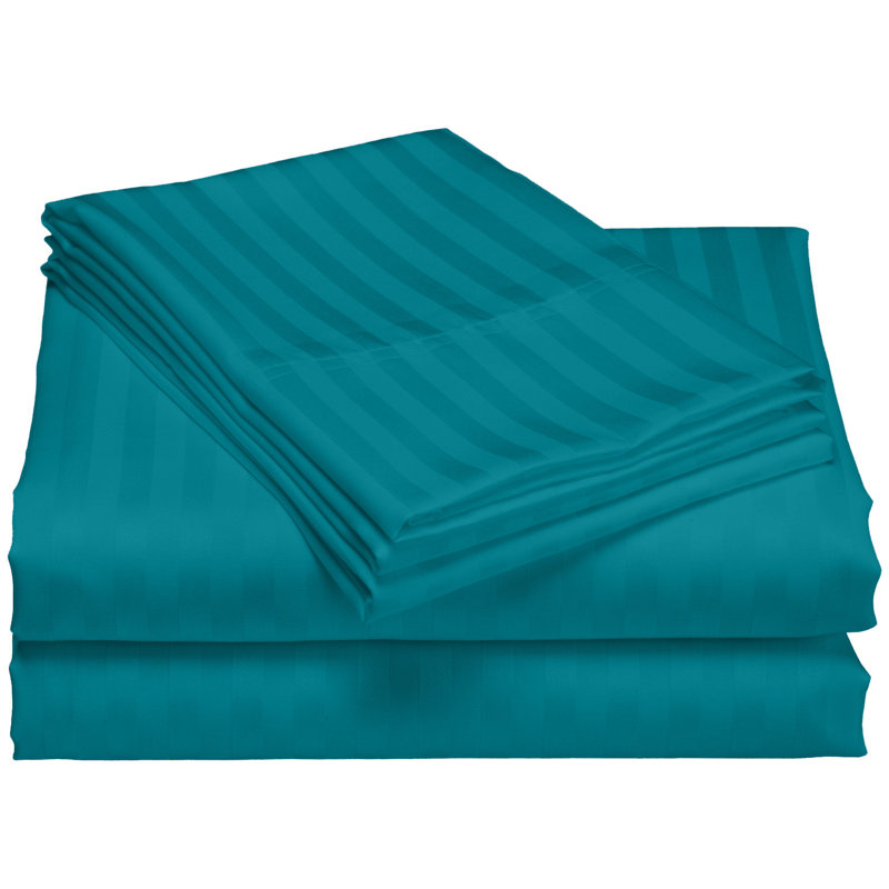 Egyptian Cotton Machine Woven Striped Sheet Set, Spice, Twin