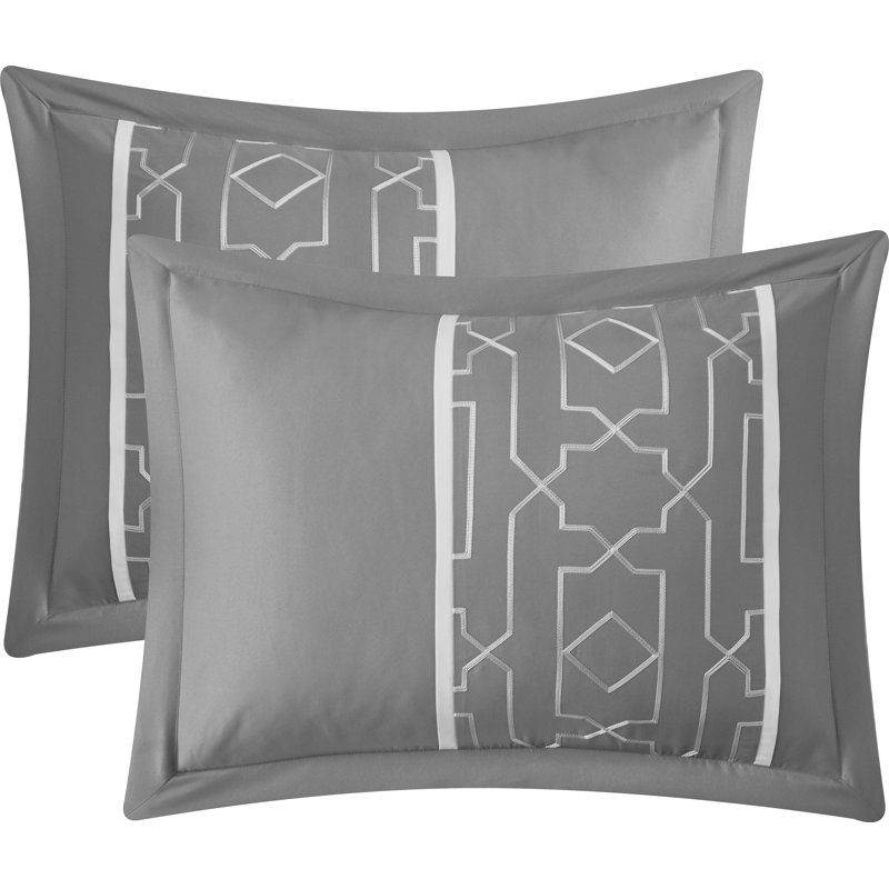 Tonya Microfiber 6 Piece Comforter Set, Gray, Queen Comforter + 5 Additional Pieces