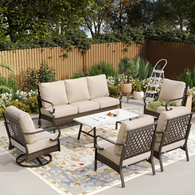 7 - Person Outdoor Patio Conversation Set With 2 Swivel Lounge Chairs