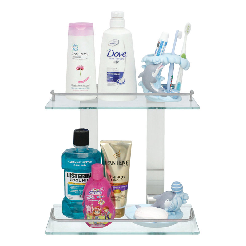 Azaela 2 Piece Tiered Shelf, Satin Nickel