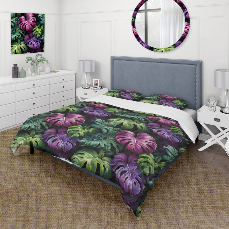 Ensemble de housse de couette Monstera Enchantment, Housse de couette pour très grand lit et 2 très