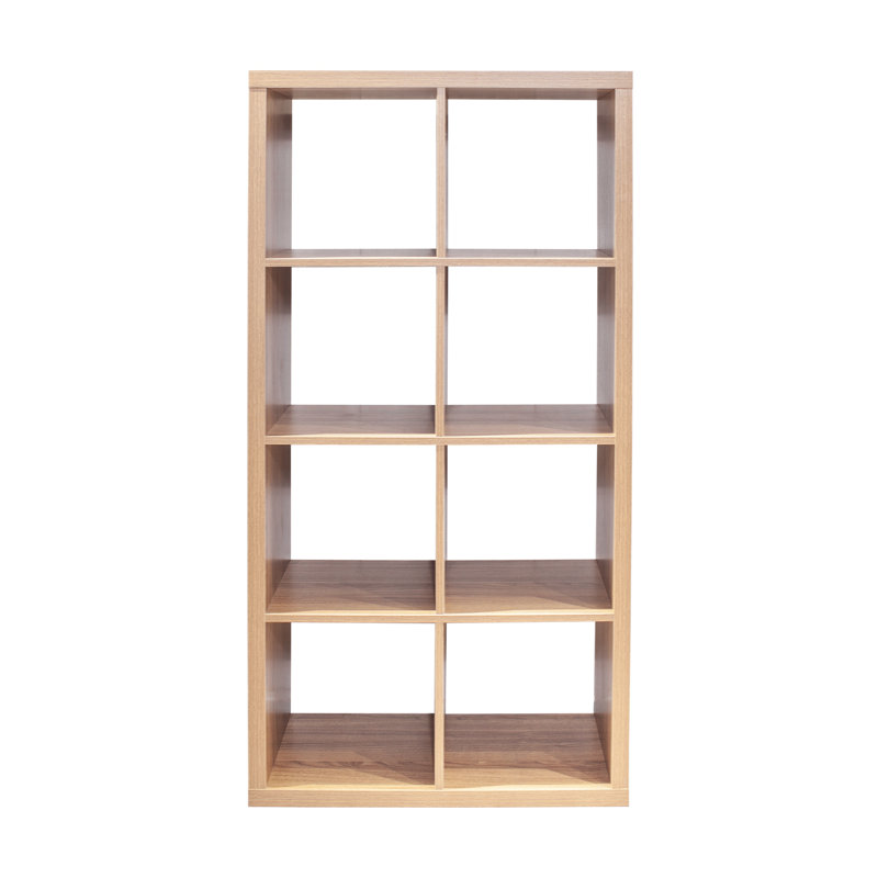 Smart Cube 8-Cube Organizer Storage with Opened Back Shelves,2 X 4 Cube Bookcase Book Shleves, Walnut