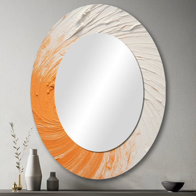 Miroir mural orange et blanc - spirale minimale orange