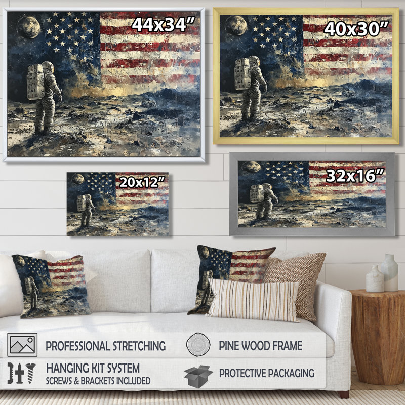 «Kyon Usa Moon Apollo 13 Mission I - Moon Large», art mural, Reproduction encadrée d'une seule photo, H 30 po x l 40 po, Doré