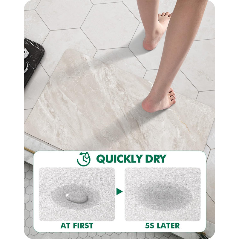 Ultra Thin Bath Mat, Non-Slip Rubber Super Absorbent Ultra-Thin Bathroom Rugs, Under Doors, Quick Dry Bathroom Floor Mats, Ideal for Shower, Tub and Sink, 16"x24", Jade