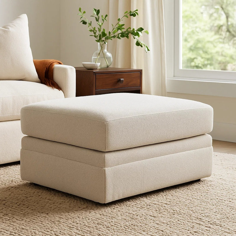 Repose-pieds Maite, polyester gris craie moderne, coussins moelleux, 34 pouces