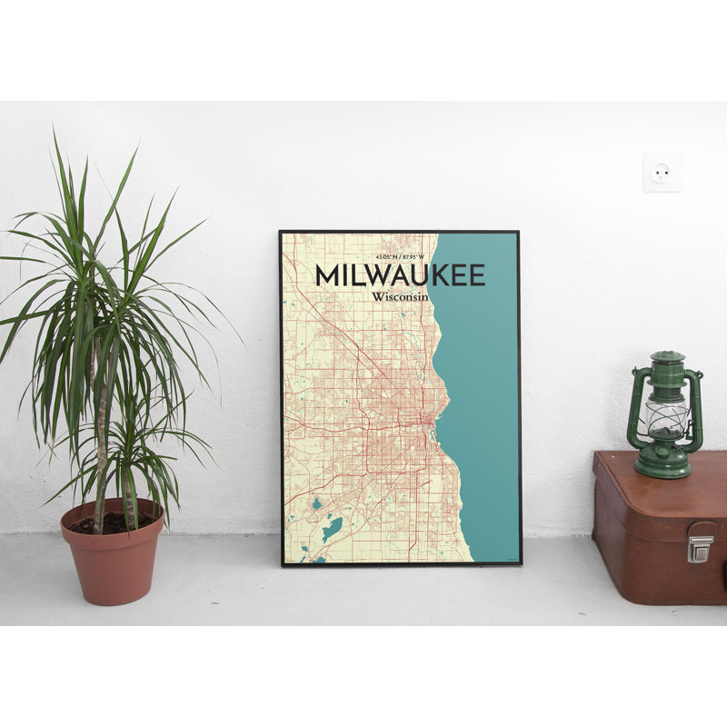 Milwaukee City Map - No Frame Print, 43.2cm H x 27.9cm W x 0.13cm D