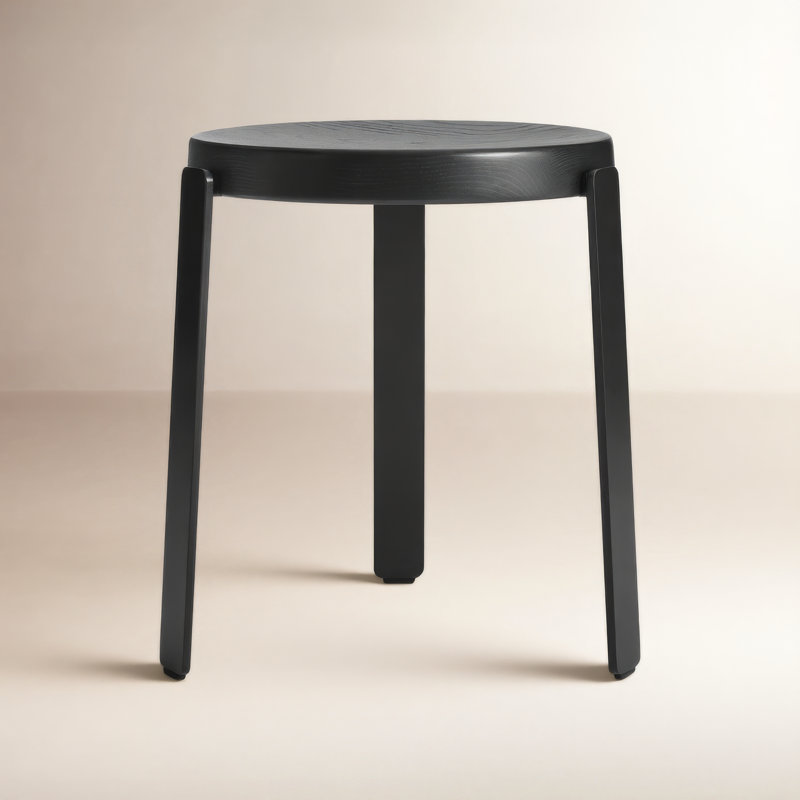 Unit Solid Wood Accent Stool, Black Ash/Oblivion