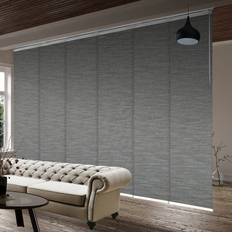 Pine 6-Panel Single Rail Blackout Panel Track Extendable 70"-130"W x 94"H, Panel width 23.5", Satin Nickel