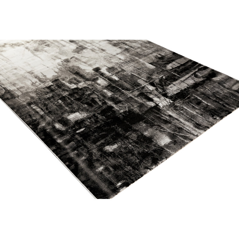 Tapis abstrait gris anthracite Mattox, Rectangulaire 3 pi 11 po x 5 pi 3 po