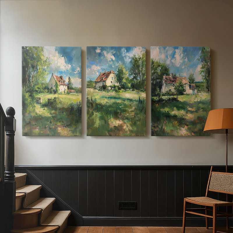 LANDSCAPES Series XCV III - Toile tendue avec châssis sur mesure - 3 pièces, H 12 po x l 24 po