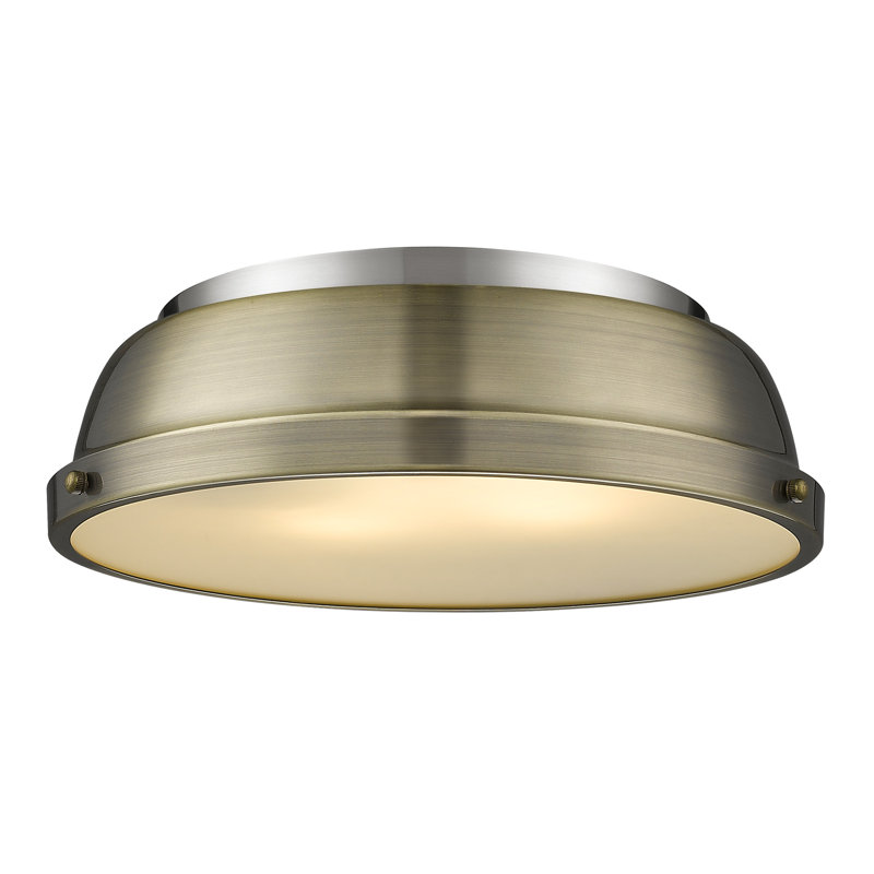 Plafonnier encastré 2 lumières Calico, Laiton vieilli, Étain