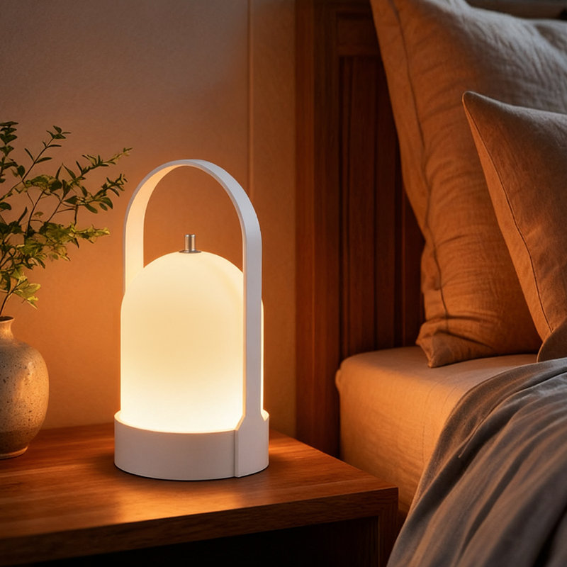 Tekiya 8.7" Portable Table Lamp, Cordless Rechargeable Touch Dimmable Lamp with Handle, 4000mAh Battery Lantern, Bedside Night Light for Bedroom, Balcony, Camping, Dining