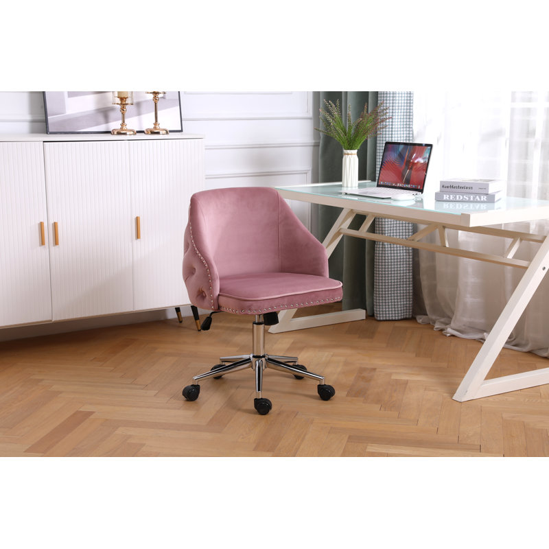 Chaise de travail en velours Julie, Rose