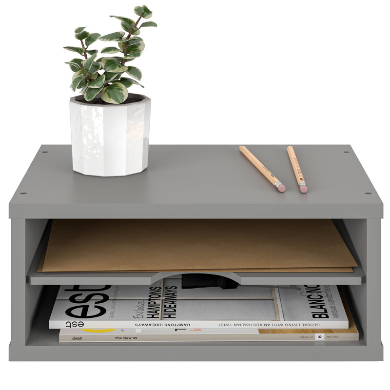Logan Stackable 2-Tier Paper Organizer and Monitor Stand, Grey