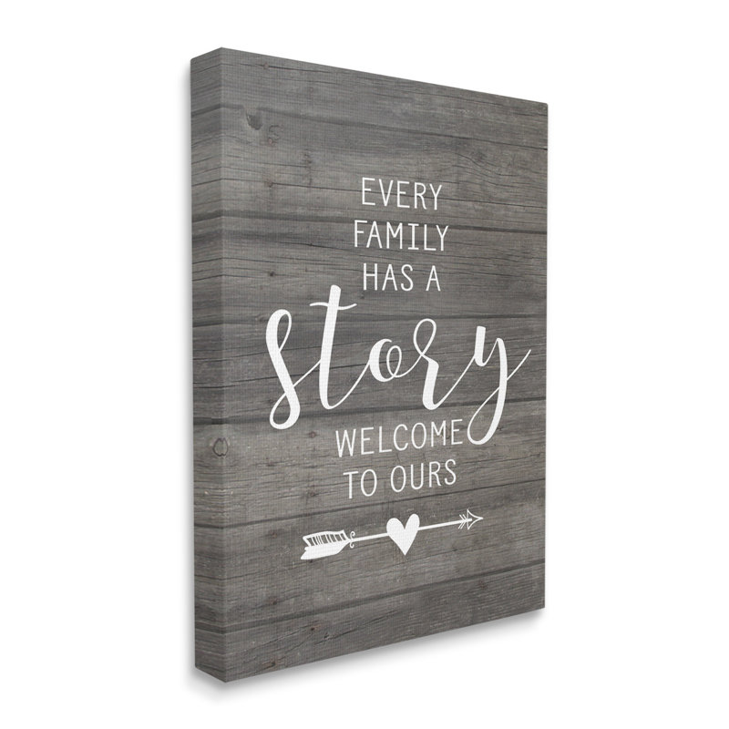 «Every Family Has a Story» par lettrage et doublure - impression d'art textuel, Toile tendue, H 48 po x l 36 po